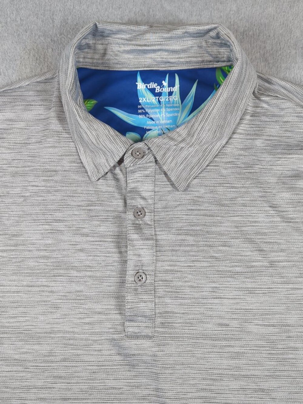 Birdie Bound Polo Shirt Men's 2XL Gray Short Sleeve Golf Performance Stretch